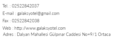 Galaksy Butik Otel telefon numaralar, faks, e-mail, posta adresi ve iletiim bilgileri